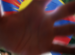 Das Foto zeigt eine Hand, die das Kamerabild verdeckt