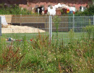 noch ein Zaun im Neubaugebiet Lüner Heide